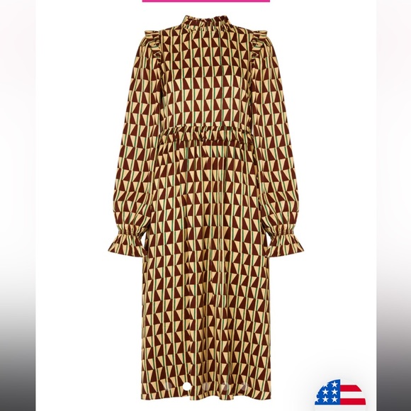 SOLD MRC NWT Kitri Savannah Chocolate Tile Print Viscose Midi Dress sz 6 (UK 10) - Picture 10 of 11